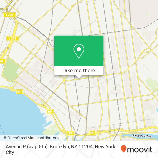 Mapa de Avenue P (av p 5th), Brooklyn, NY 11204