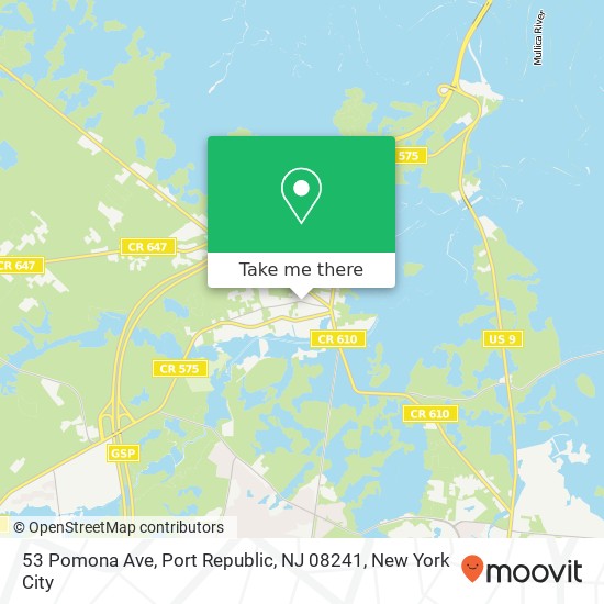 Mapa de 53 Pomona Ave, Port Republic, NJ 08241