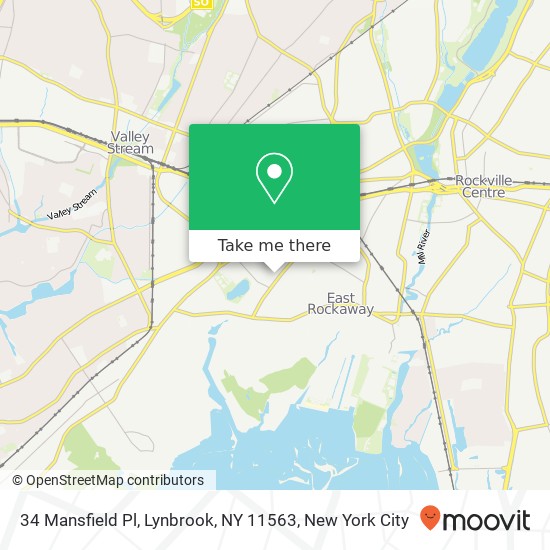 Mapa de 34 Mansfield Pl, Lynbrook, NY 11563