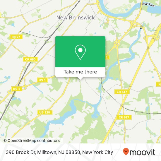 Mapa de 390 Brook Dr, Milltown, NJ 08850