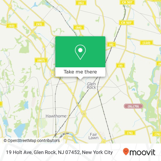 Mapa de 19 Holt Ave, Glen Rock, NJ 07452