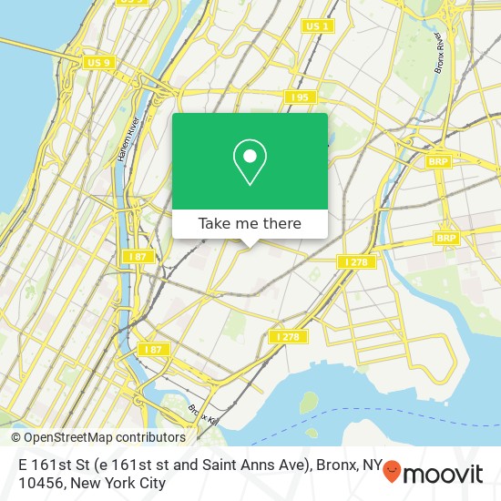Mapa de E 161st St (e 161st st and Saint Anns Ave), Bronx, NY 10456
