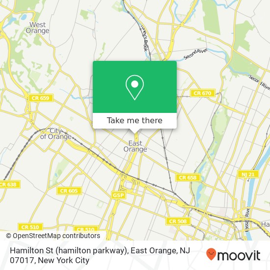 Mapa de Hamilton St (hamilton parkway), East Orange, NJ 07017