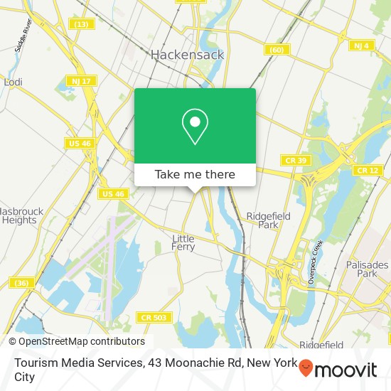Mapa de Tourism Media Services, 43 Moonachie Rd