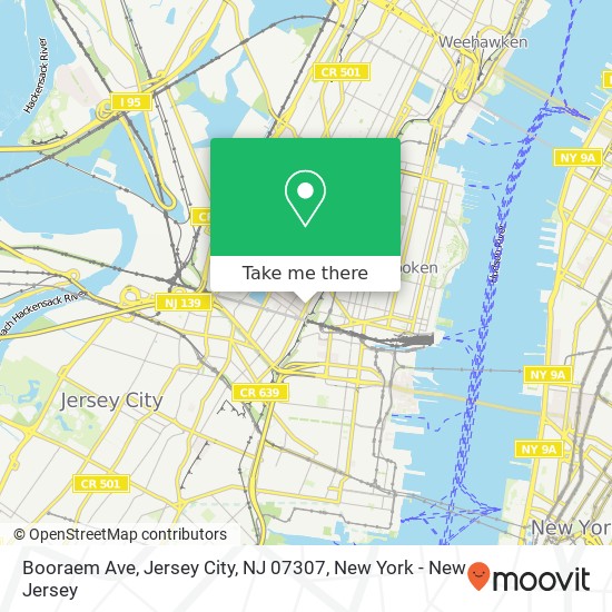 Mapa de Booraem Ave, Jersey City, NJ 07307