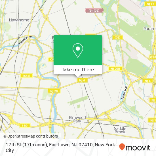 Mapa de 17th St (17th anne), Fair Lawn, NJ 07410