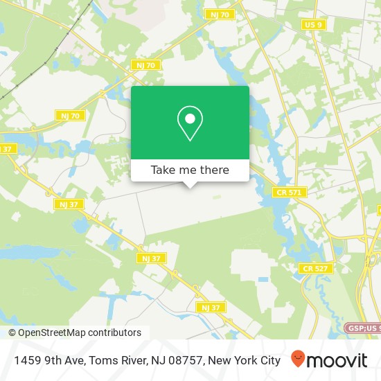 Mapa de 1459 9th Ave, Toms River, NJ 08757
