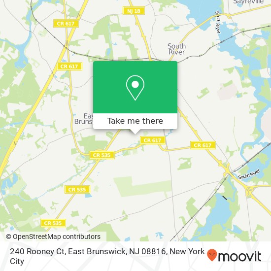 Mapa de 240 Rooney Ct, East Brunswick, NJ 08816