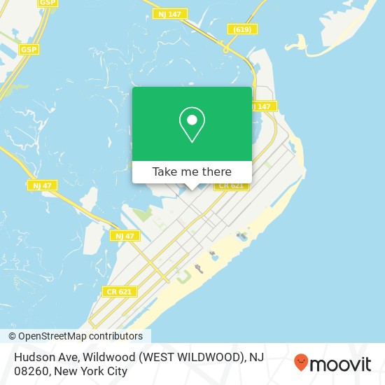 Mapa de Hudson Ave, Wildwood (WEST WILDWOOD), NJ 08260