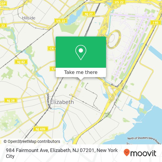 Mapa de 984 Fairmount Ave, Elizabeth, NJ 07201