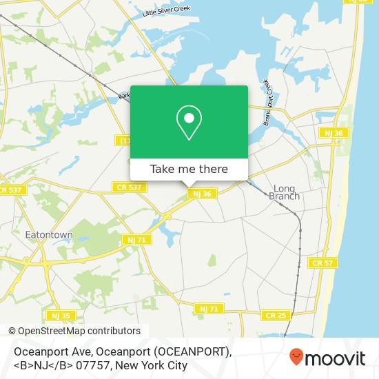 Mapa de Oceanport Ave, Oceanport (OCEANPORT), <B>NJ< / B> 07757