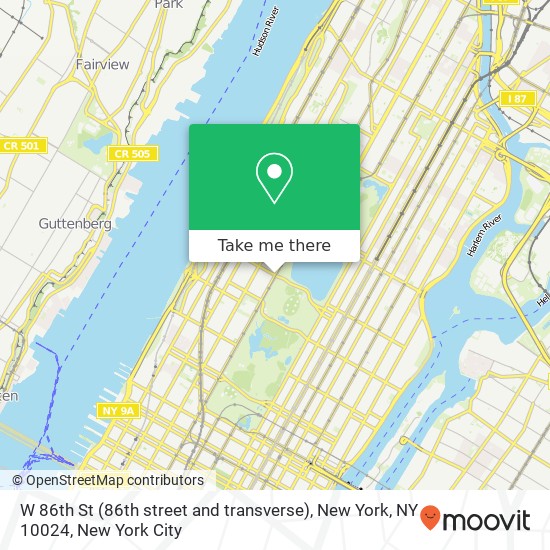 W 86th St (86th street and transverse), New York, NY 10024 map