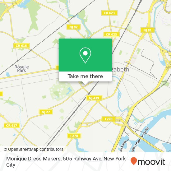 Mapa de Monique Dress Makers, 505 Rahway Ave
