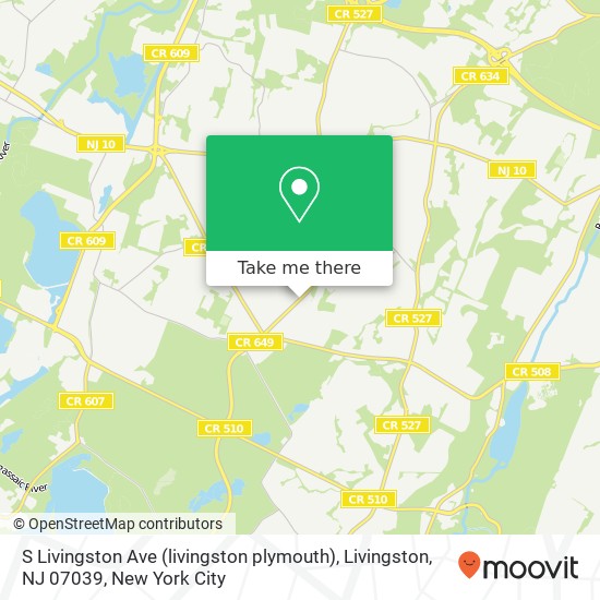 Mapa de S Livingston Ave (livingston plymouth), Livingston, NJ 07039