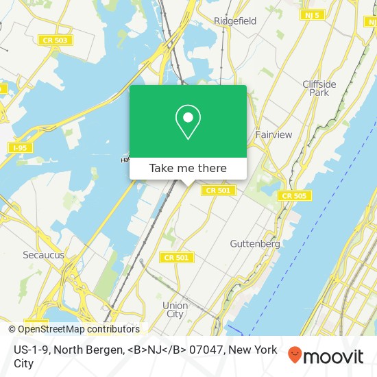 US-1-9, North Bergen, <B>NJ< / B> 07047 map