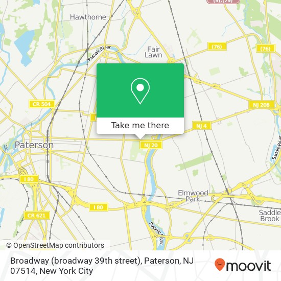 Mapa de Broadway (broadway 39th street), Paterson, NJ 07514