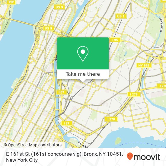 Mapa de E 161st St (161st concourse vlg), Bronx, NY 10451