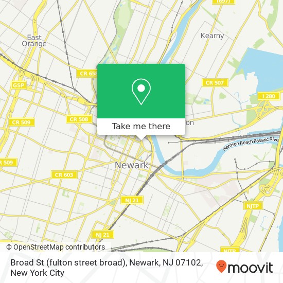 Mapa de Broad St (fulton street broad), Newark, NJ 07102