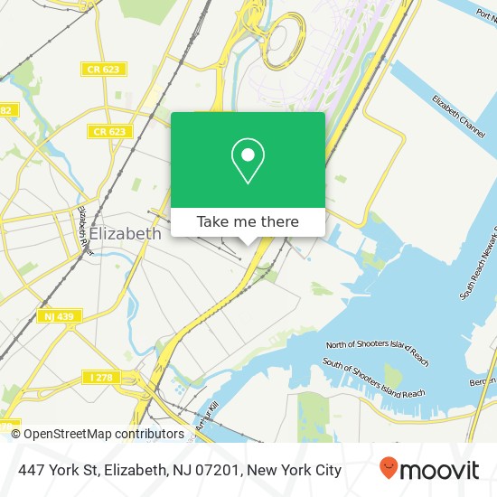 Mapa de 447 York St, Elizabeth, NJ 07201