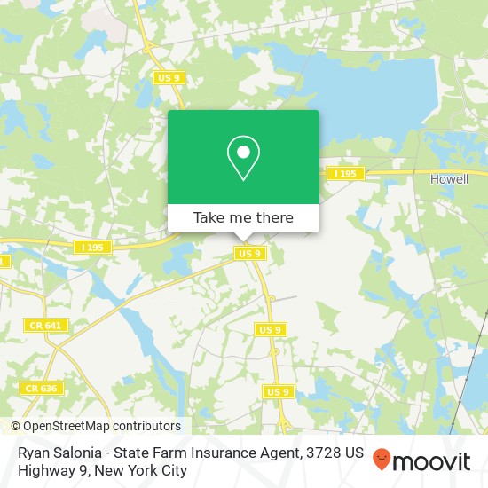 Mapa de Ryan Salonia - State Farm Insurance Agent, 3728 US Highway 9