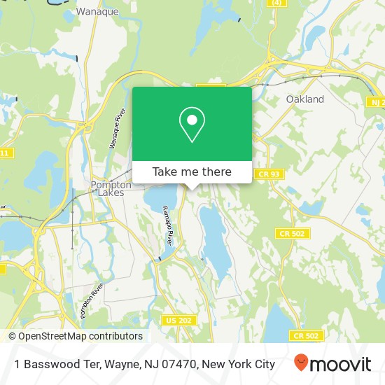 Mapa de 1 Basswood Ter, Wayne, NJ 07470