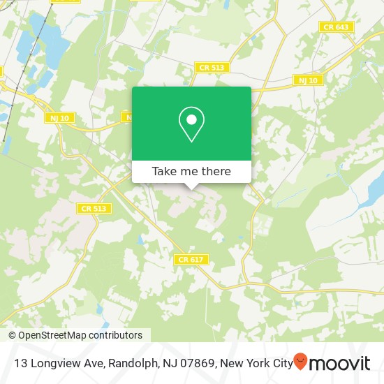 Mapa de 13 Longview Ave, Randolph, NJ 07869