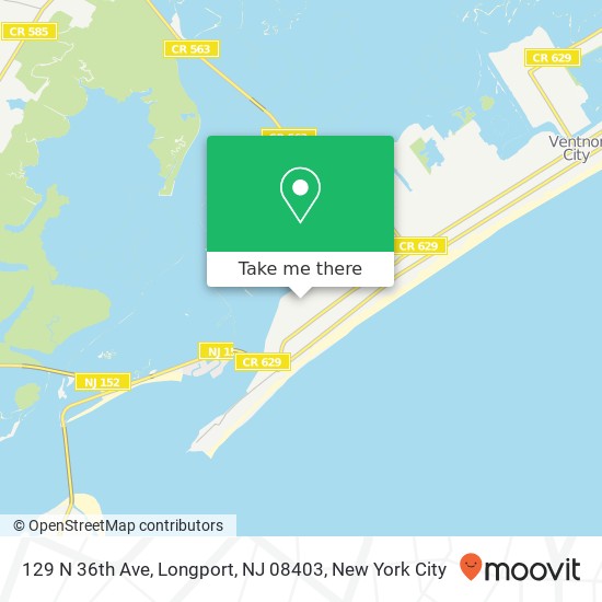 Mapa de 129 N 36th Ave, Longport, NJ 08403