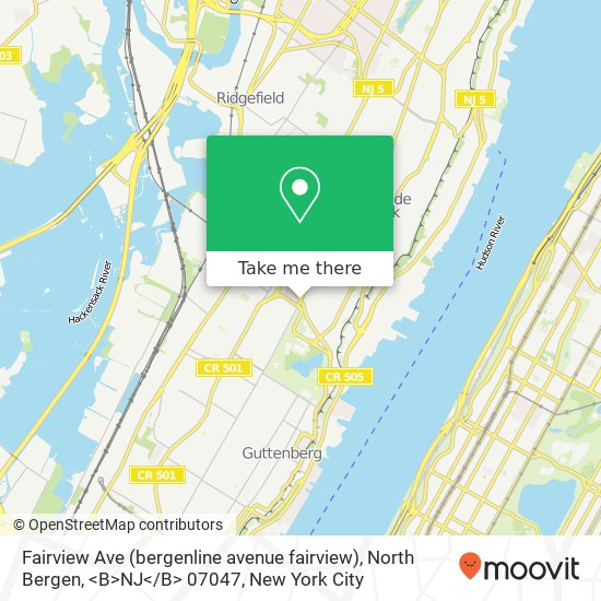 Fairview Ave (bergenline avenue fairview), North Bergen, <B>NJ< / B> 07047 map