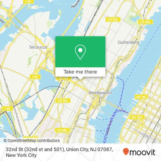 Mapa de 32nd St (32nd st and 501), Union City, NJ 07087