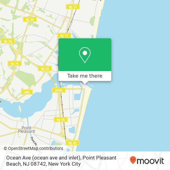 Mapa de Ocean Ave (ocean ave and inlet), Point Pleasant Beach, NJ 08742
