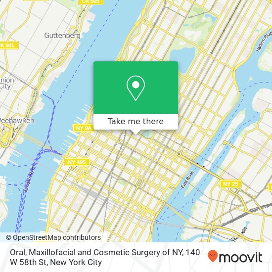 Oral, Maxillofacial and Cosmetic Surgery of NY, 140 W 58th St map