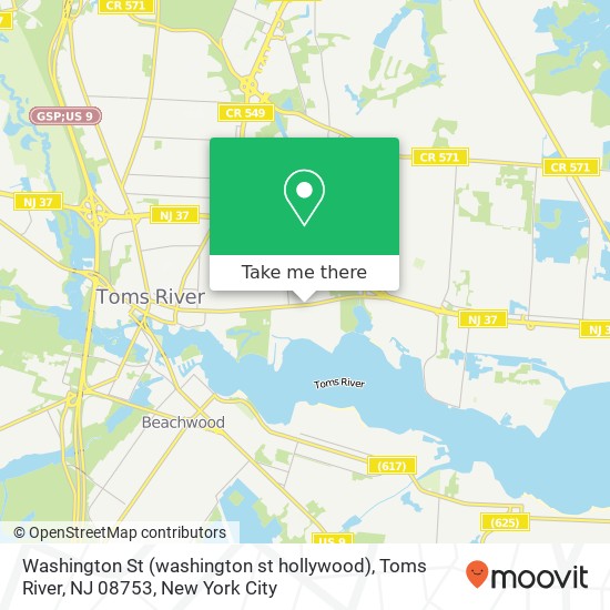 Mapa de Washington St (washington st hollywood), Toms River, NJ 08753