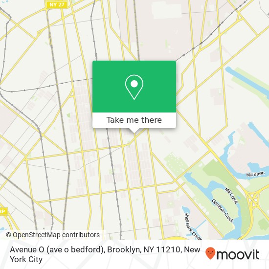 Mapa de Avenue O (ave o bedford), Brooklyn, NY 11210