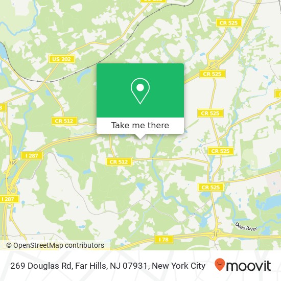 Mapa de 269 Douglas Rd, Far Hills, NJ 07931
