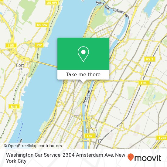 Washington Car Service, 2304 Amsterdam Ave map