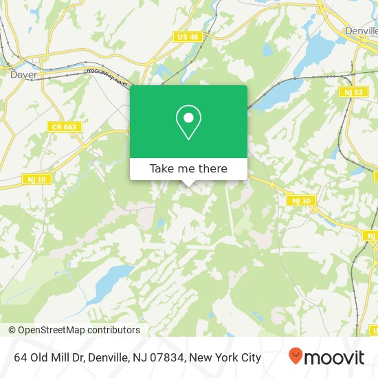 Mapa de 64 Old Mill Dr, Denville, NJ 07834