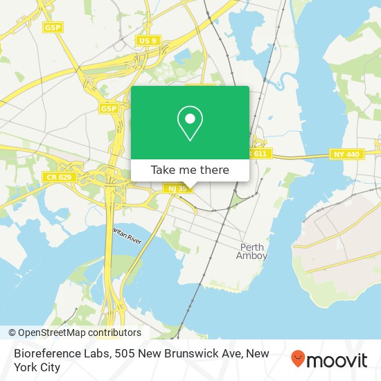 Mapa de Bioreference Labs, 505 New Brunswick Ave
