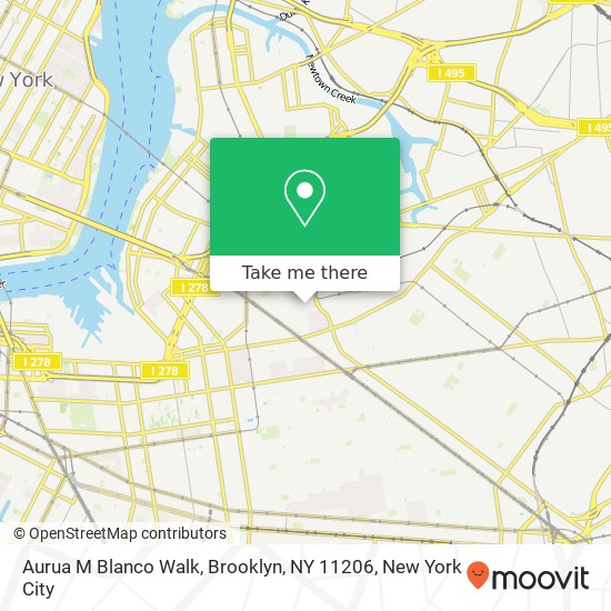 Mapa de Aurua M Blanco Walk, Brooklyn, NY 11206