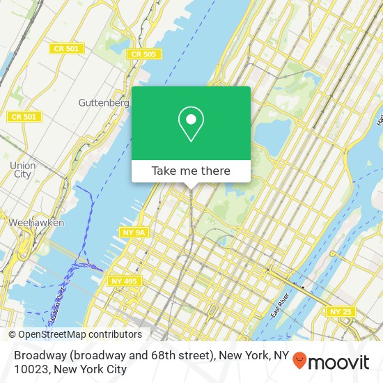 Mapa de Broadway (broadway and 68th street), New York, NY 10023