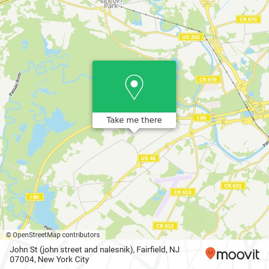 Mapa de John St (john street and nalesnik), Fairfield, NJ 07004