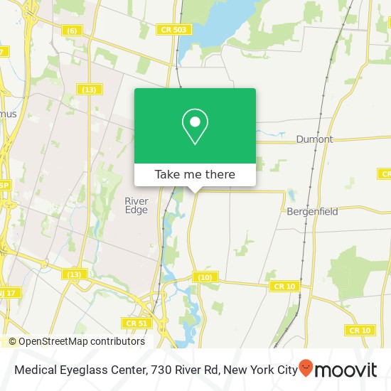 Mapa de Medical Eyeglass Center, 730 River Rd