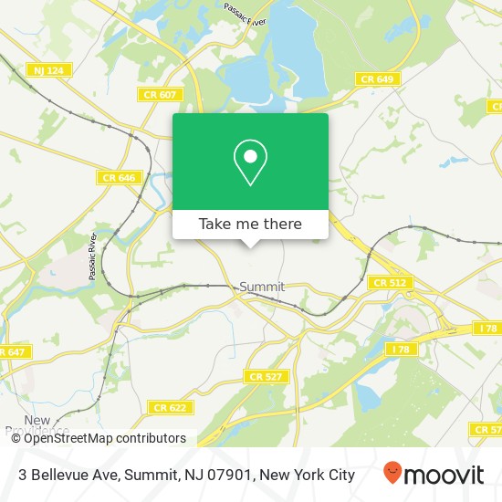 Mapa de 3 Bellevue Ave, Summit, NJ 07901