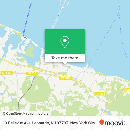 Mapa de 3 Bellevue Ave, Leonardo, NJ 07737