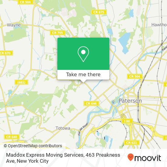 Mapa de Maddox Express Moving Services, 463 Preakness Ave