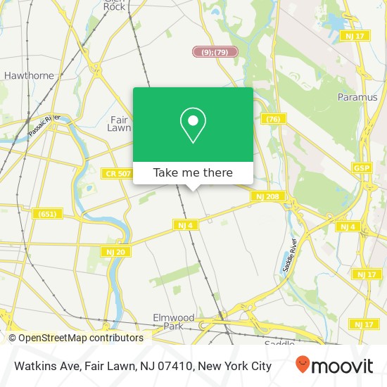 Mapa de Watkins Ave, Fair Lawn, NJ 07410