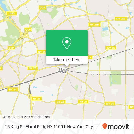 Mapa de 15 King St, Floral Park, NY 11001