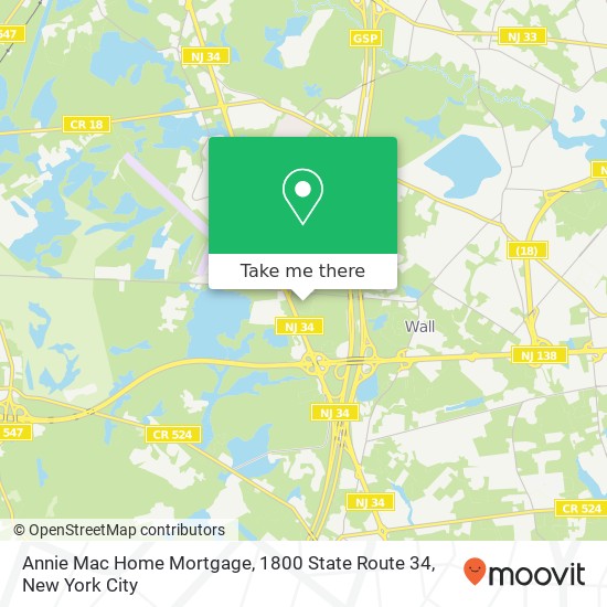 Mapa de Annie Mac Home Mortgage, 1800 State Route 34