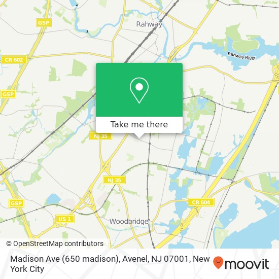 Mapa de Madison Ave (650 madison), Avenel, NJ 07001