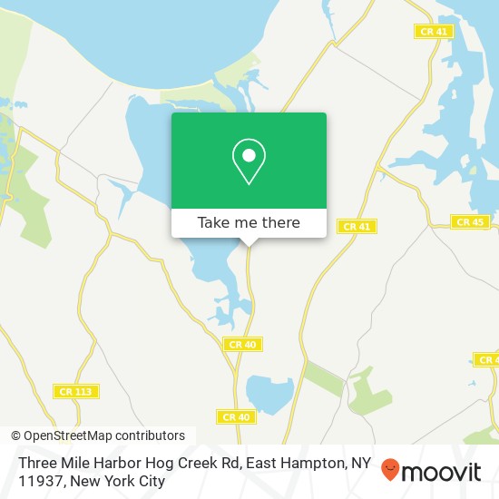 Mapa de Three Mile Harbor Hog Creek Rd, East Hampton, NY 11937