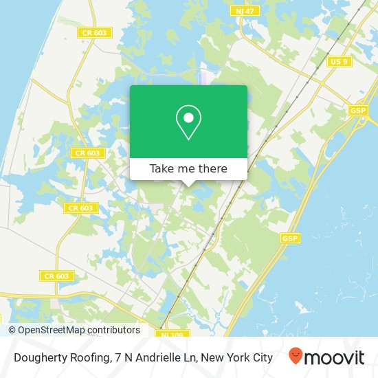 Mapa de Dougherty Roofing, 7 N Andrielle Ln